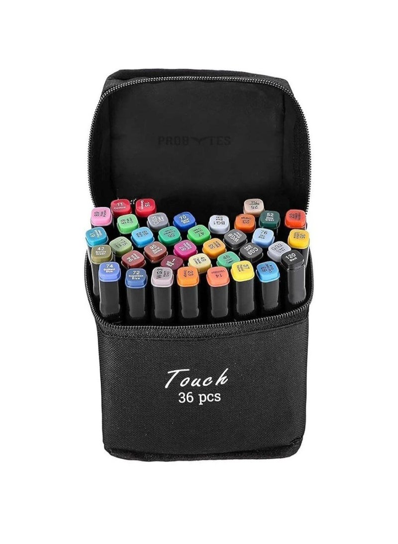 Generic Dual-ended art marker pens - 36 colors with carrying bag for calligraphy drawing, odorless and non-toxic, for children, adults and beginners - Image 1