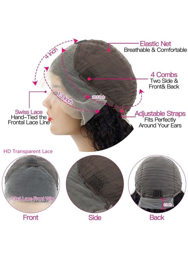 WPPIKK 13x4 Lace Front Wigs Human Hair Pre Plucked 180% Density Brazilian Wet and Wavy Human Hair Wigs for Black Women Glueless Curly Lace Frontal Wigs Human Hair Natural Color (22 Inch) - Image 2