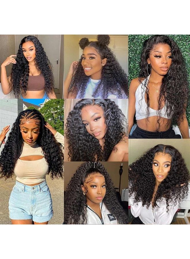 WPPIKK 13x4 Lace Front Wigs Human Hair Pre Plucked 180% Density Brazilian Wet and Wavy Human Hair Wigs for Black Women Glueless Curly Lace Frontal Wigs Human Hair Natural Color (22 Inch) - Image 3