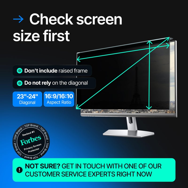 VINTEZ Universal 23"-24" - 23", 23.6", 23.8", 24" - 16:9/16:10 Aspect Ratio - 2 Pack - Computer Privacy Screen Filter for Widescreen Computer Monitors - 21.2"x13.4" = 541x342mm - Monitor Frame Hanging Type - Image 4
