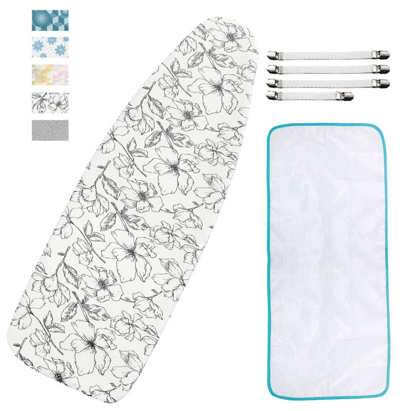 Dalykate Extra-Wide Ironing Board Cover and Pad Replacement with Scorch and Stain Resistant Thick Padding and Elasticized Edge 18" x 49" Ironing Board Covers 4 Fasteners and 1 Protective Scorch Mesh Cloth - Image 1