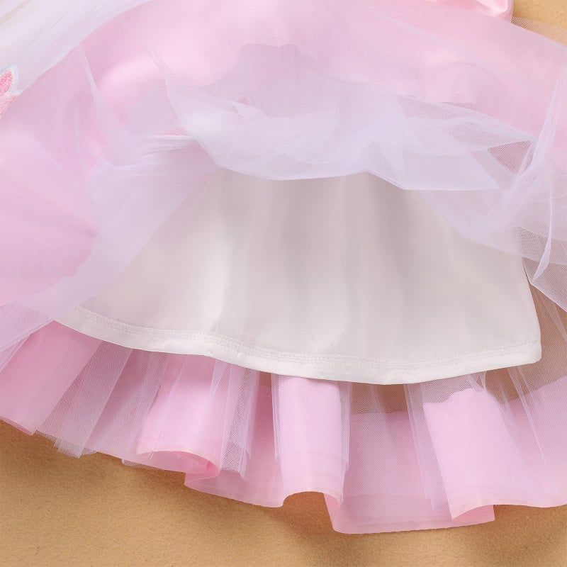 IBAKOM Infant Baby Toddler Girl Easter Outfits Pink Bunny Shiny Sequins Tulle Tutu Dress Birthday Cake Smash Outfits Baptism Christening Dress Baby Girl Christmas Pageant Dress Pink Bunny 2-3 Years - Image 5