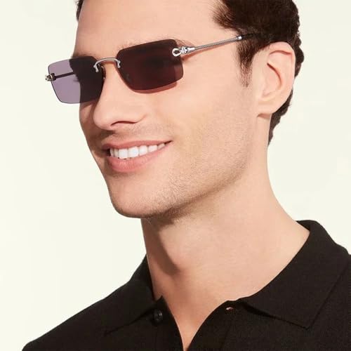 JUDOO Rimless Rectangle Sunglasses for Men Women Fashion Hip hop Frameless Designer Shades Y2K Square Clear Glasses - Image 4