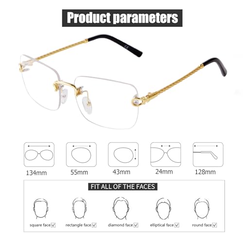 JUDOO Rimless Rectangle Sunglasses for Men Women Fashion Hip hop Frameless Designer Shades Y2K Square Clear Glasses - Image 5