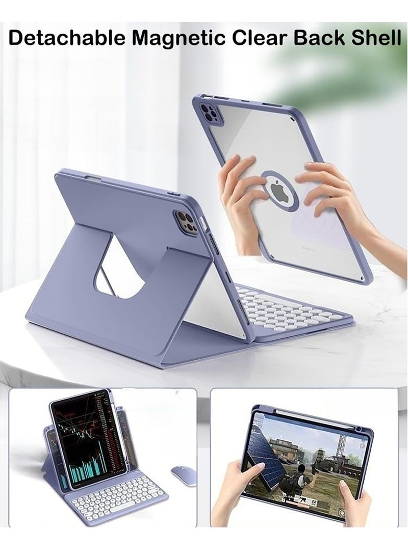 KASTWAVE 360° Rotatable Magnetic Detachable Keyboard Case for iPad 10th Generation 2022 - Includes Pencil Holder, BT Keyboard, Compatible with iPad 10th Gen 10.9 inch - Lavender - Image 2