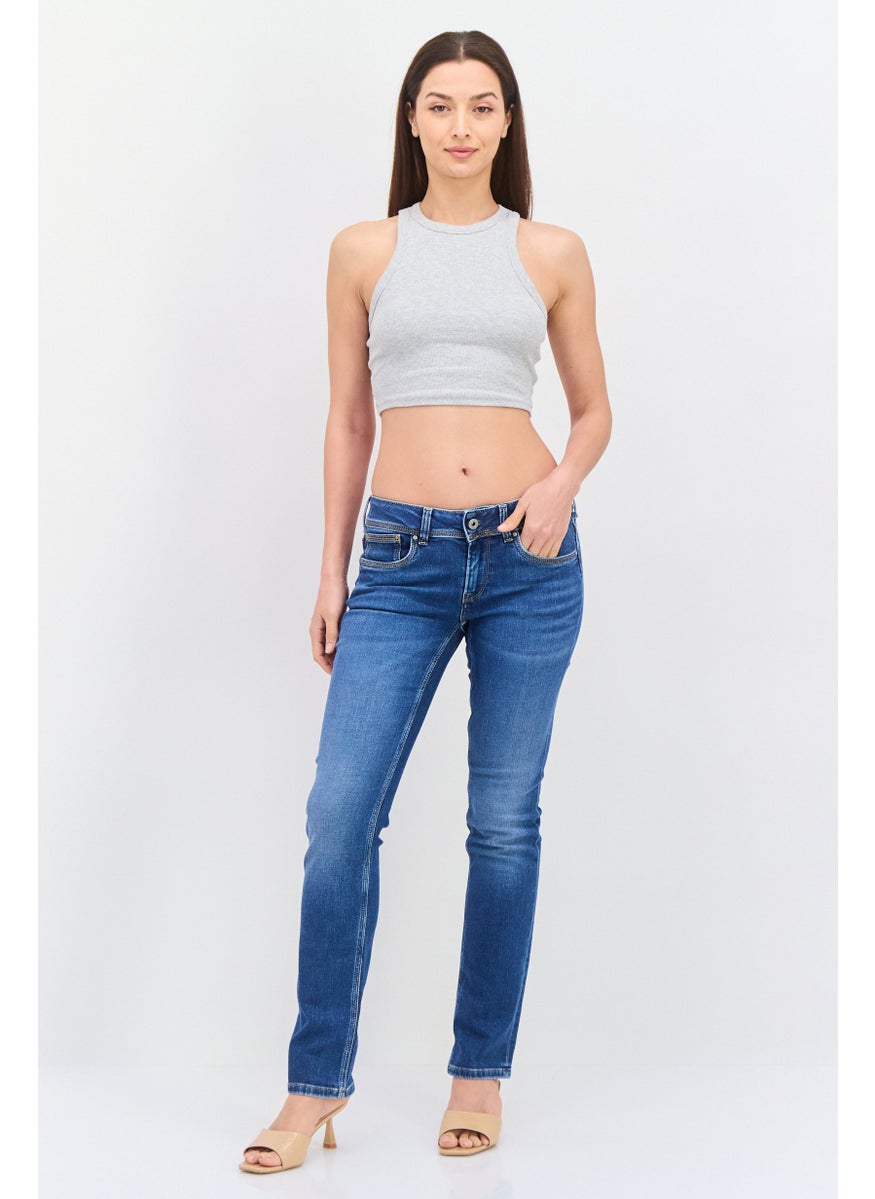 Pepe Jeans Women Regular Fit Stretchable Straight Leg Jeans, Denim Wash  - Image 4