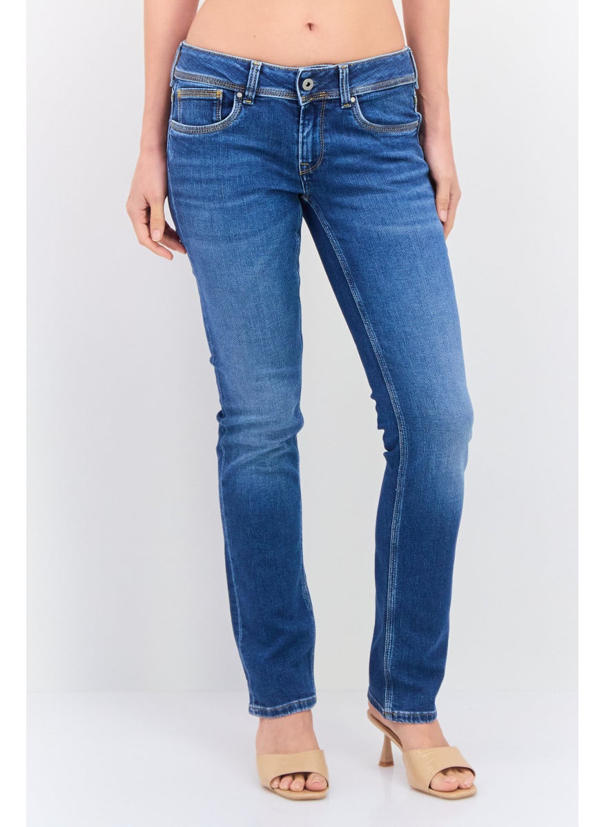 Pepe Jeans Women Regular Fit Stretchable Straight Leg Jeans, Denim Wash  - Image 1