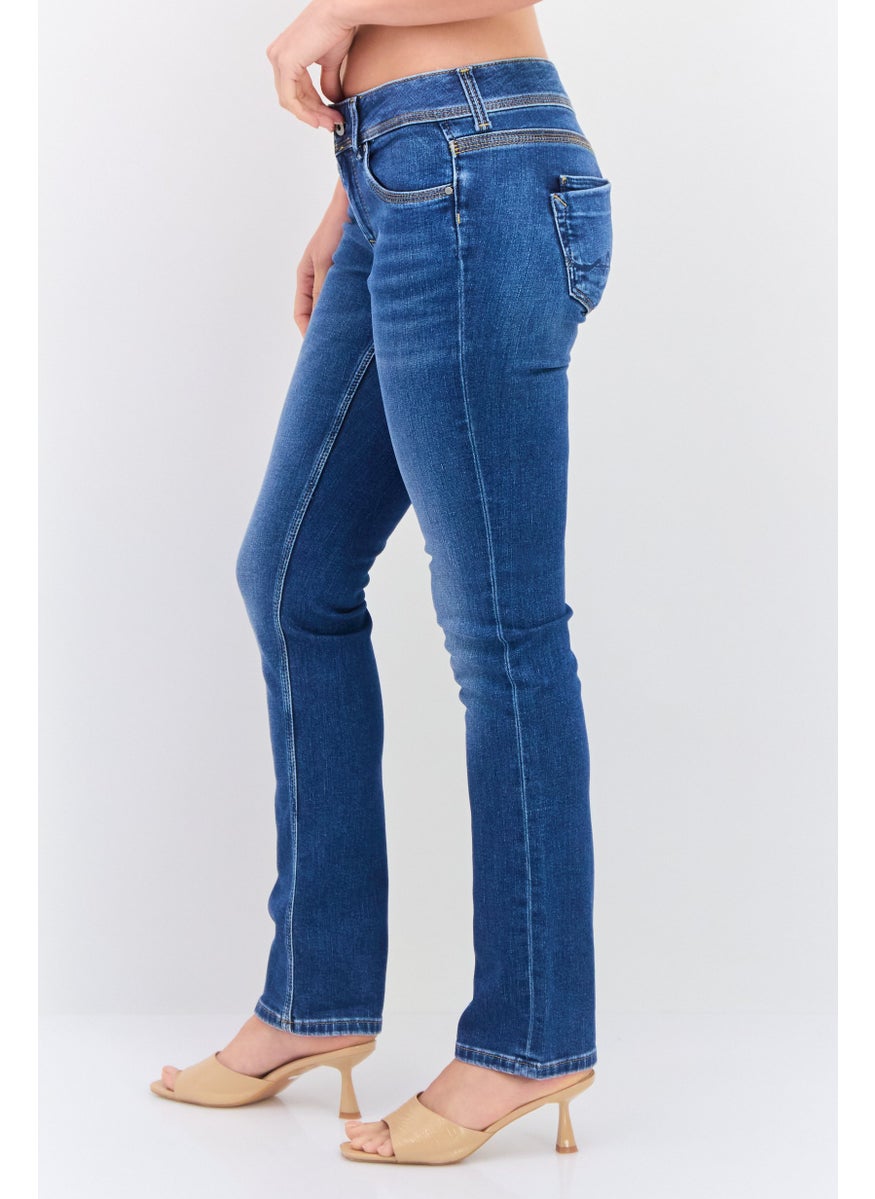 Pepe Jeans Women Regular Fit Stretchable Straight Leg Jeans, Denim Wash  - Image 2