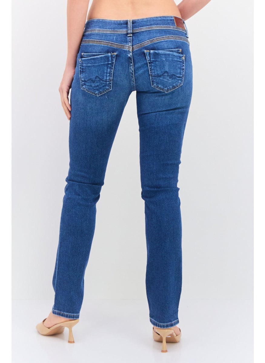 Pepe Jeans Women Regular Fit Stretchable Straight Leg Jeans, Denim Wash  - Image 3