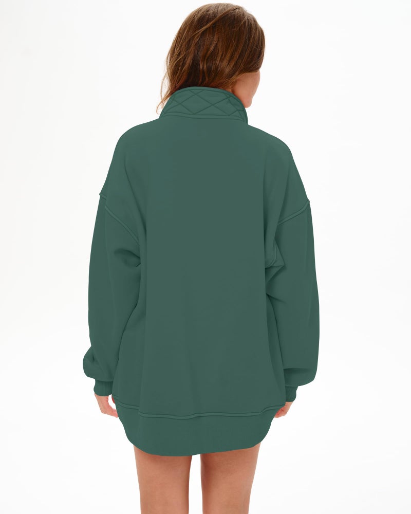 Locachy Women's Henley Neck Button Oversized Sweatshirt Casual Long Sleeve Pullover Tops 2026 Fashion Outfits Clothes Mysterious Green L - Image 2