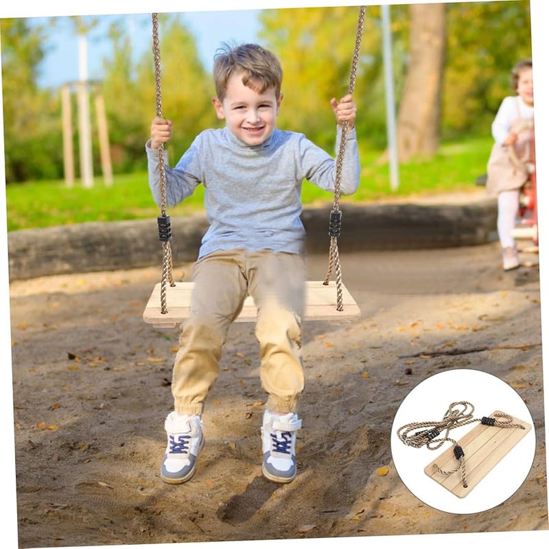 Pine Wood Swing Chair Indoor Outdoor Hanging Seat for Garden Backyard Park - Image 5