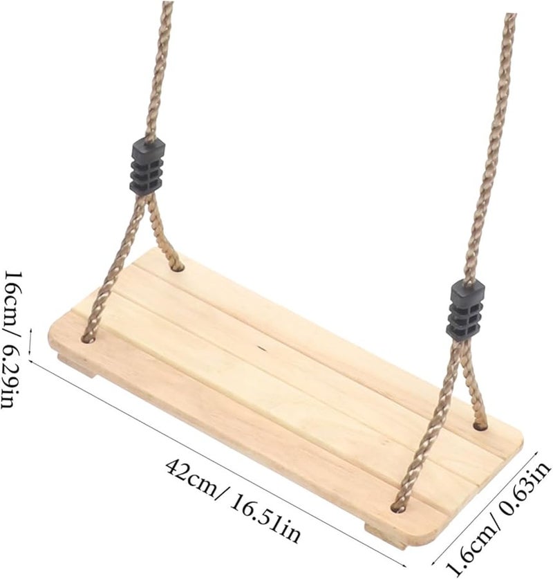 Pine Wood Swing Chair Indoor Outdoor Hanging Seat for Garden Backyard Park - Image 3