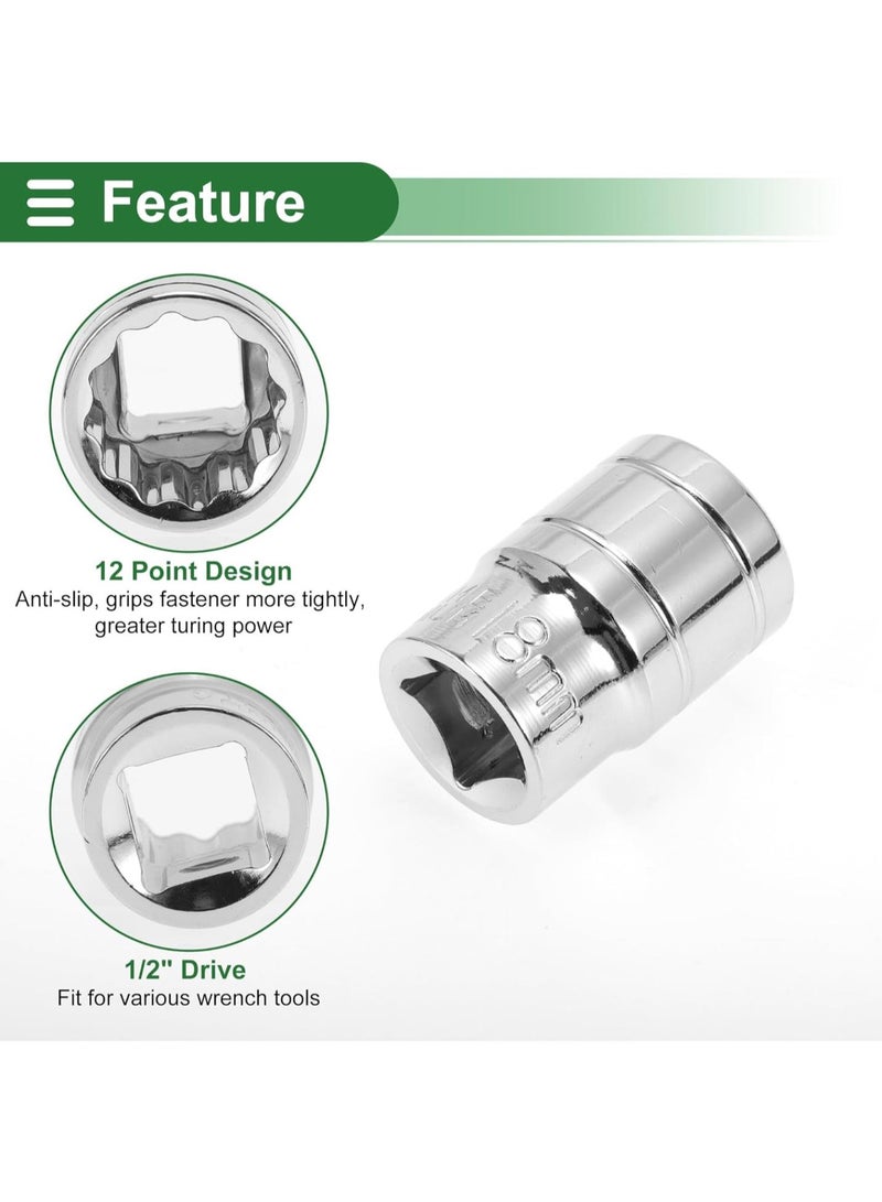 GGOOT Universal Impact Socket Hardware Tool 38mm Durable Chrome Vanadium Steel Silver Tone 1 Pcs 12 Point 23mm for Car Motorcycle Dirtbike 1/2 Inch Drive  - Image 5
