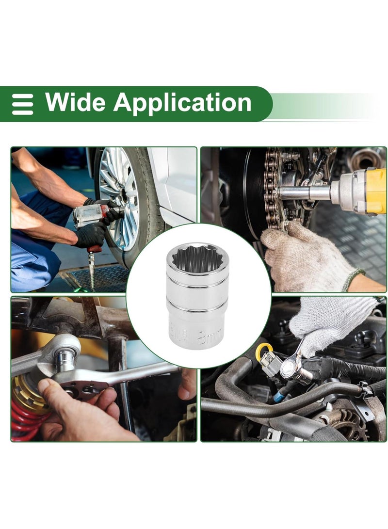 GGOOT Universal Impact Socket Hardware Tool 38mm Durable Chrome Vanadium Steel Silver Tone 1 Pcs 12 Point 23mm for Car Motorcycle Dirtbike 1/2 Inch Drive  - Image 3
