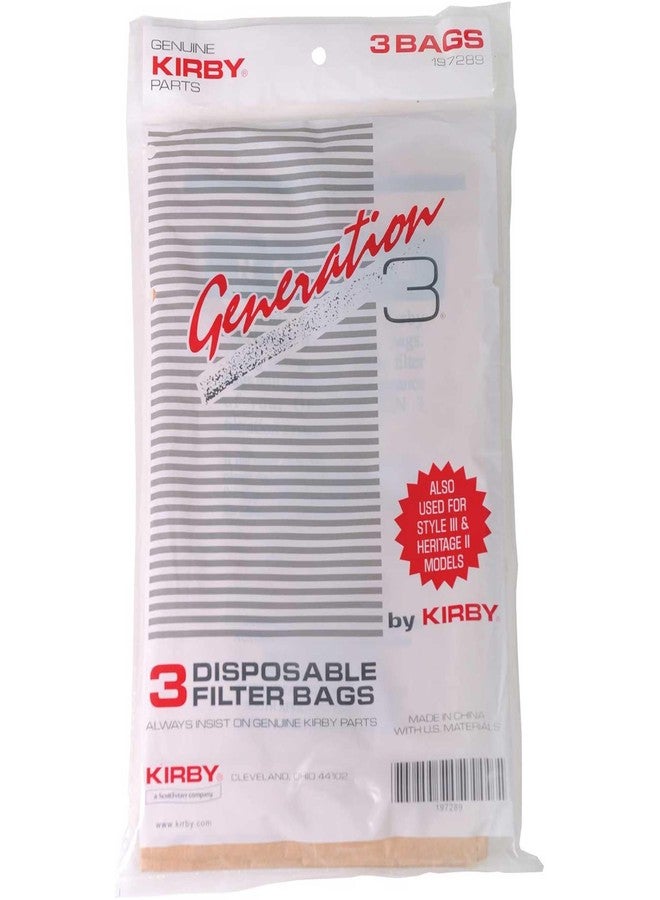 Kirby Generation 3 G3 197289 Disposable Brown Filter Bags 3 Pack - Image 1
