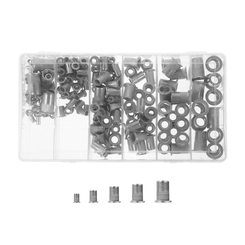GANAZONO 190pcs Zinc Alloy Flat Head Insert Rivet Nut Assortment Kit M3-m10 Threaded Insert Nuts with Aluminum Rivet Box for Industrial Fastening Applications - Image 1