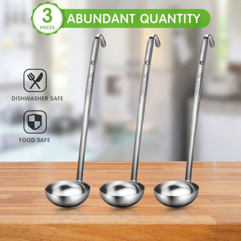 meekoo Stainless Steel Ladle Soup Handle Ladle with Pouring Rim for Kitchen Cooking Soup Sauce - Image 3
