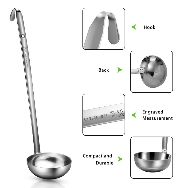 meekoo Stainless Steel Ladle Soup Handle Ladle with Pouring Rim for Kitchen Cooking Soup Sauce - Image 5