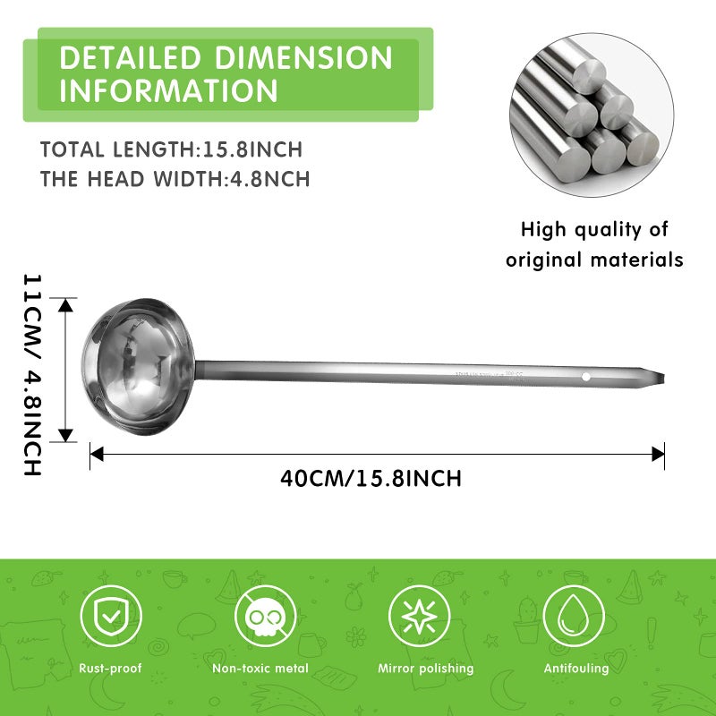meekoo Stainless Steel Ladle Soup Handle Ladle with Pouring Rim for Kitchen Cooking Soup Sauce - Image 2