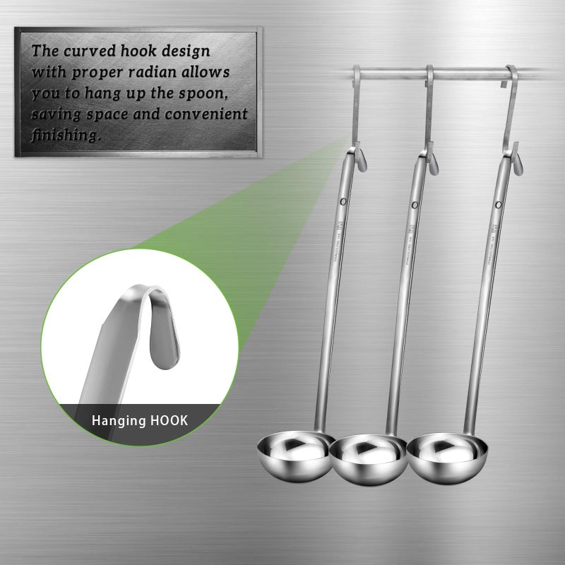 meekoo Stainless Steel Ladle Soup Handle Ladle with Pouring Rim for Kitchen Cooking Soup Sauce - Image 4