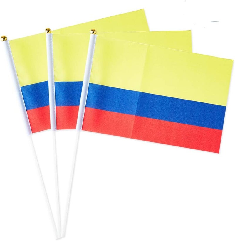 mflagperft Colombia Flag Colombian Flag, Small Mini Handheld Colombia Flags on Stick, Ideal for Party Parades Sports Events Patriotic Festival Decorations - Image 1