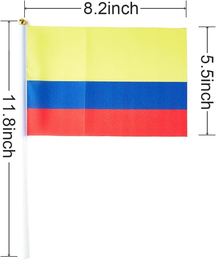 mflagperft Colombia Flag Colombian Flag, Small Mini Handheld Colombia Flags on Stick, Ideal for Party Parades Sports Events Patriotic Festival Decorations - Image 2