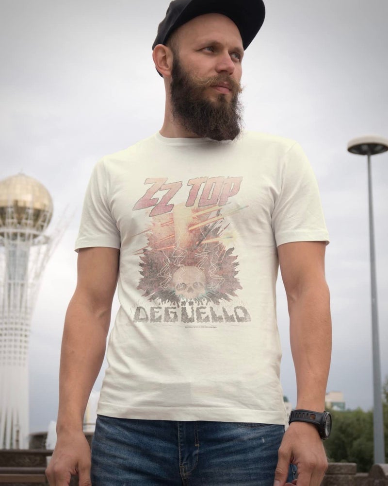 American Classics ZZ Top Rock Band Music Group Vintage Style Deguello Faded Logo Adult T-Shirt - Large - Beige - Image 3