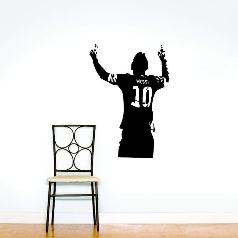 Decor Villa Vinyl Self Adhesive Messi 10 Wall Sticker for Living Room Bedroom Office Standard Black