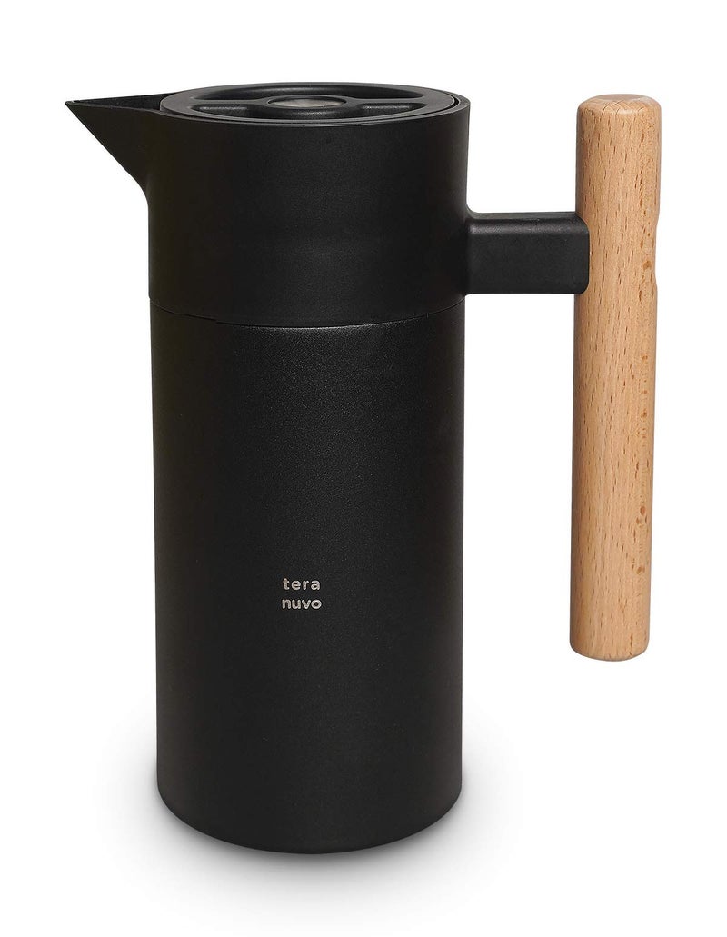 Teranuvo Stainless Steel Pitcher - 1200ml / 40 oz, Press Button Lid For Easy Pouring, Double Walled, Vacuum Insulation, 6 Hours Heat / 24 Hours Cold Retention - Image 1