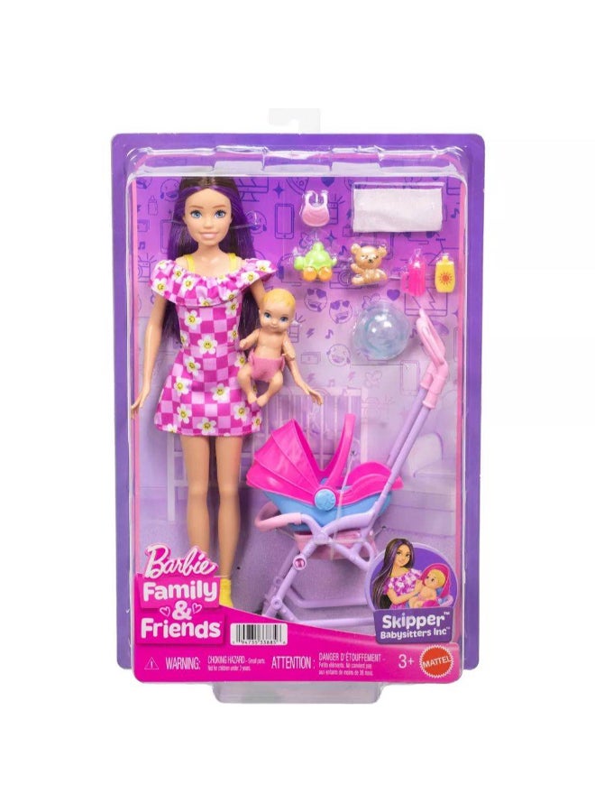 Barbie Family & Friends Skipper Babysitters Playset With Blonde Baby Doll (7 Accessories) - Image 1