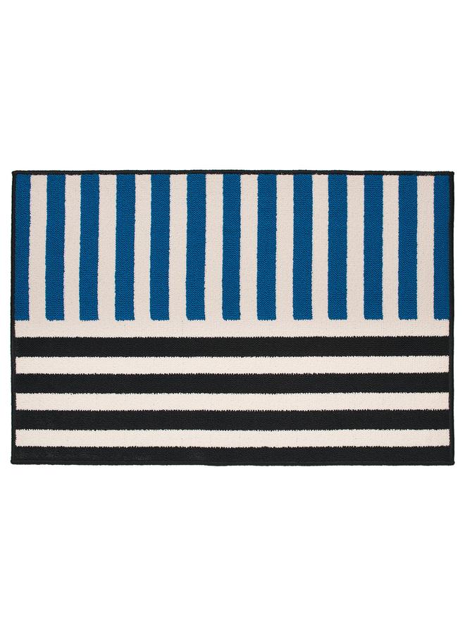 erorex Rug, Low Pile, Blue Black/Stripe, 60X90 Cm - Image 1