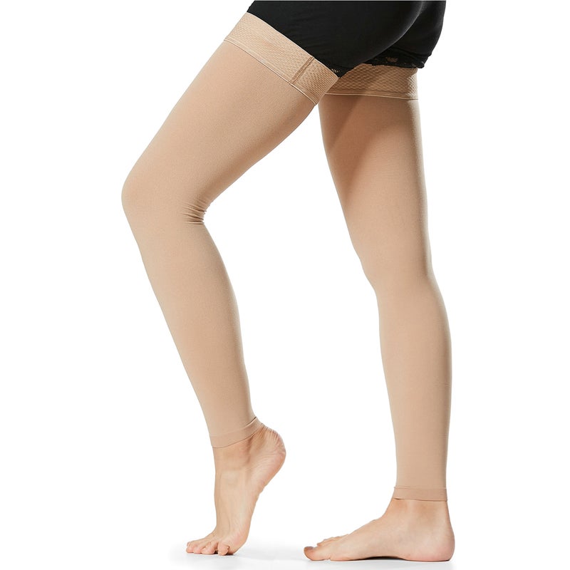 1 Pair Thigh High Socks Men Women 20-30mmHg Stockings Sleeves for Varicose Vein Swelling - Image 1