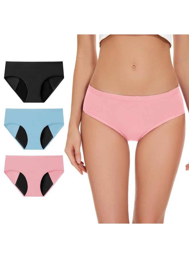 ALLBASE Women's High Absorbency Period Underwear - Leak-Proof & Reusable Menstrual Pants for Heavy Flow Days - 3 Pack,Multicolor,Large - Image 1