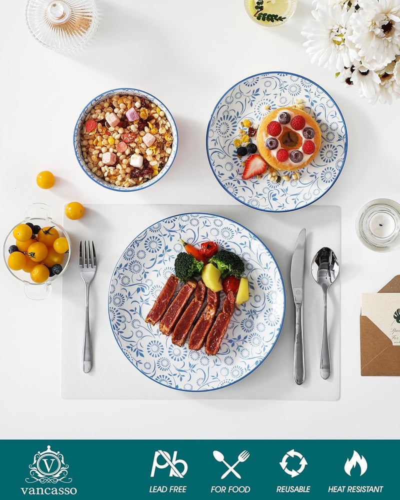 vancasso Selene Dinner Set for 4, 12 Pieces Porcelain Colorful Plates and Bowls Set Kitchen Dinnerware Sets Crockery Set, Mircowave and Dishwasher Safe Dishes Set - Image 3