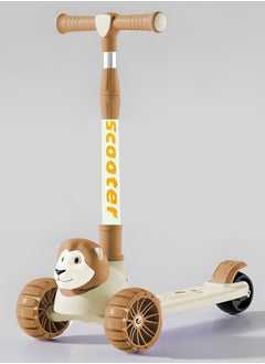 NextWave Scooter for Kids 2-8 Years Old Boys Girls 3 Wheel Toddler Scooter Childrens Folding Kick Scooter Toy Light up Wheels Adjustable Height Lean to Steer Extra-Wide & Non-Slip Deck Brown  - Image 1