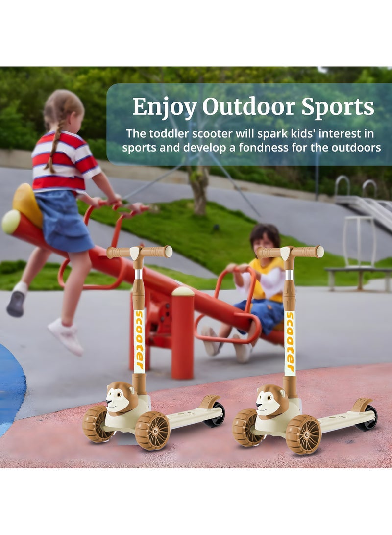 NextWave Kids Toys 3-Wheeled Kick Scooter for Boys & Girls 2-12 Years Old, Adjustable Height, Anti-Slip Deck, Wide Stand, LED Light Flashing Wheels, Toddlers Child Ride-On Scooter Brown - Image 5