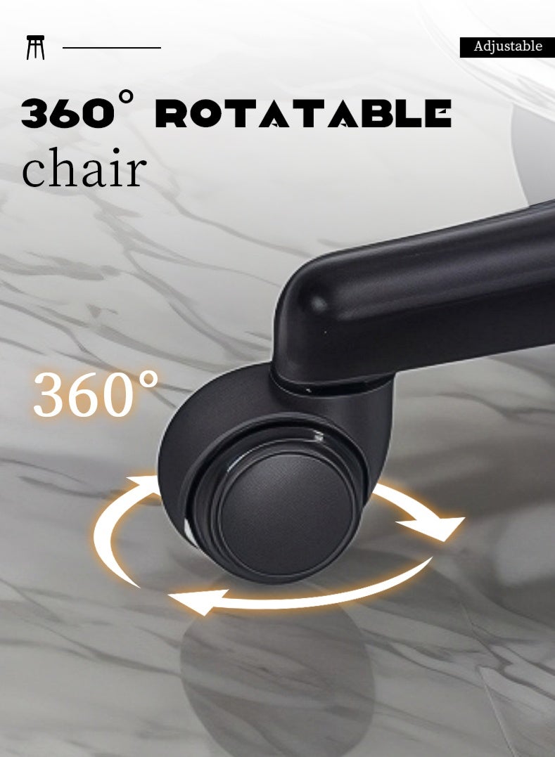 Rolling Stool, PU Leather Rolling stools, Ultra Soft Padded Seat, Rolling Stools with Wheels and Footrest, 360° Swivel, Work Office Tattoo Stool (black) - Image 3