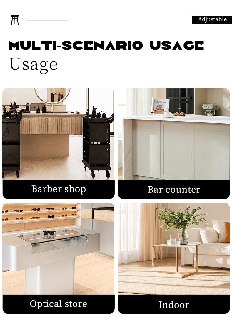 Rolling Stool, PU Leather Rolling stools, Ultra Soft Padded Seat, Rolling Stools with Wheels and Footrest, 360° Swivel, Work Office Tattoo Stool (black) - Image 4