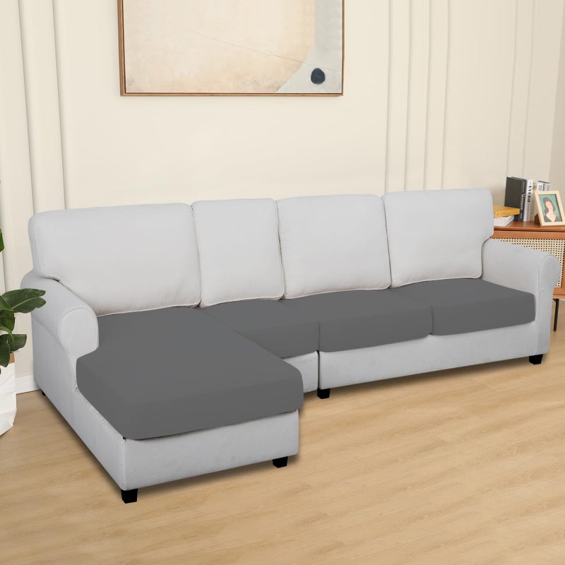 إيزي-جوينج سهلة سهلة 100 ٪ مقاومة للماء 4 قطع وسادة الأريكة لأريكة مقطعية لليس/يمين L صالة صالة أريكة مقعد الأريكة مقعد مضاد للانزلاق (3 مقاعد + 1 Chaise رمادي - Image 2