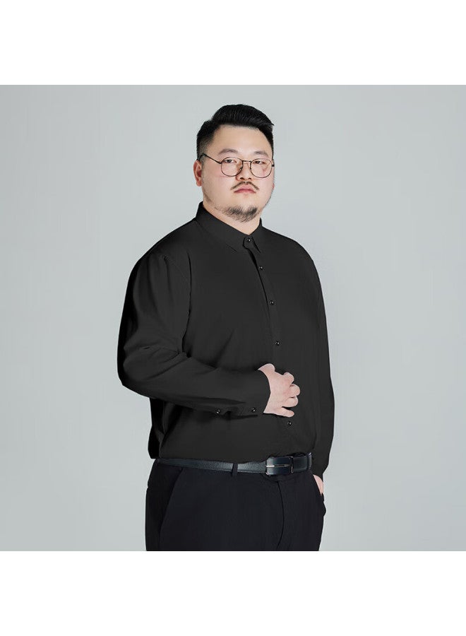 Ayoupang Plus Size Oversized Hooded Shirt Wrinkle-resistant Long Sleeve Big Size Shirt Business Commute Work Undershirt Men - Image 2