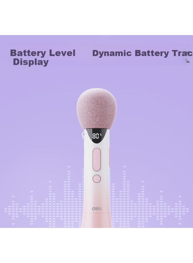Deli W High-power Handheld Microphone Amplifier Teacher Classroom Speech Speaker Wireless Bluetooth Ktv Hd Digital Display Pink - Image 2