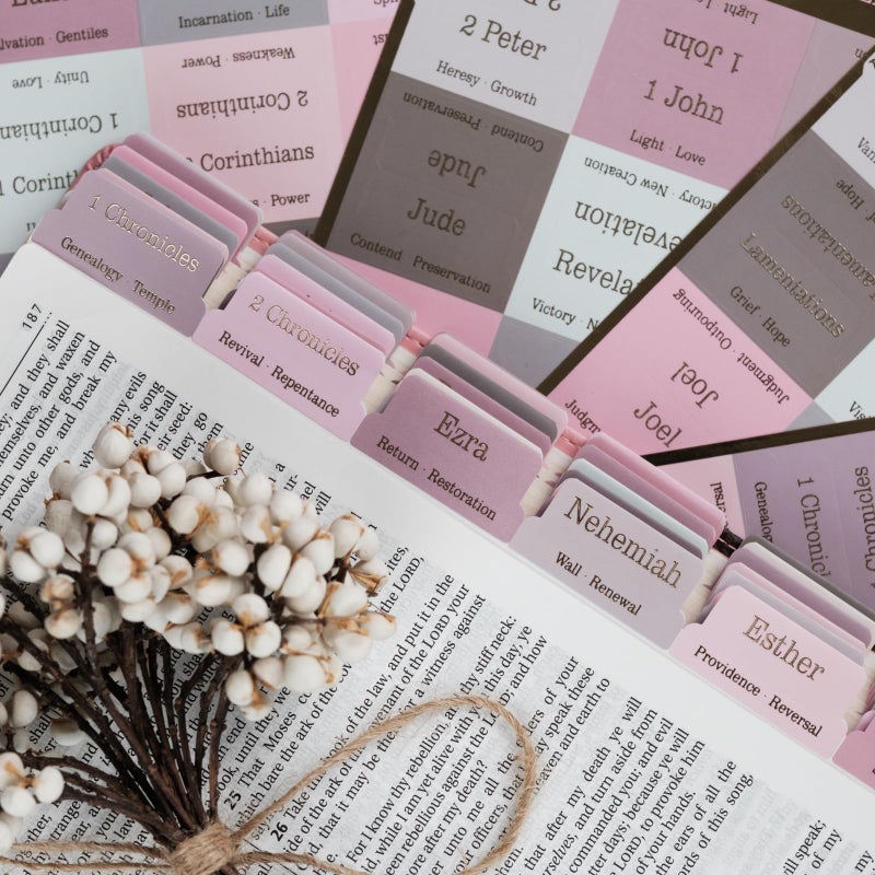 UPAFEXXI-Laminated Bible Tabs with Book Summaries(Gold Foil Embossed Lettering), Bible Tabs for Women and Men, Reposition Large Print Stickers, Easy to Read, 80Chapters Labels for Easy Navigation - Image 4