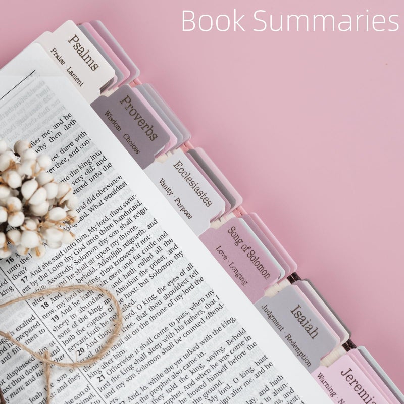 UPAFEXXI-Laminated Bible Tabs with Book Summaries(Gold Foil Embossed Lettering), Bible Tabs for Women and Men, Reposition Large Print Stickers, Easy to Read, 80Chapters Labels for Easy Navigation - Image 2