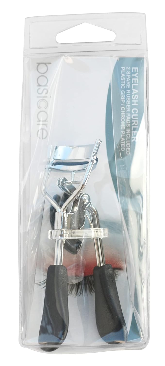 Basicare Professional Chrome Plated Eyelash Curler with NonSlip Plastic Grip Longlasting Lash Curls for All Eye Shapes Lash Curler Includes 2 Additional Rubber Pad Style 1032 - Image 3