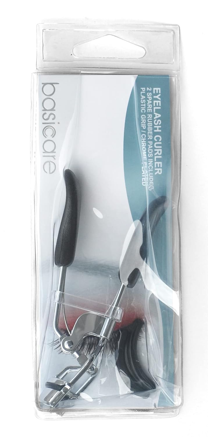 Basicare Professional Chrome Plated Eyelash Curler with NonSlip Plastic Grip Longlasting Lash Curls for All Eye Shapes Lash Curler Includes 2 Additional Rubber Pad Style 1032 - Image 2