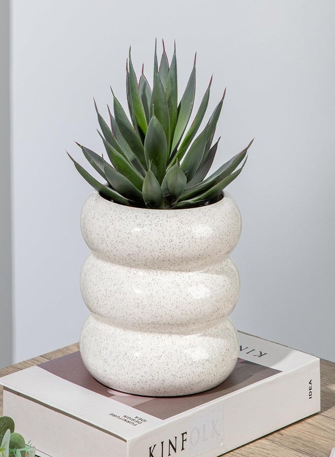Briful Ceramic Planter Pot, 6 Inch Bubble Planter with Drainage Hole, Large Flower Planter Pots for Indoor Plants Outdoor, Home Office Modern Décor(White) - Image 5