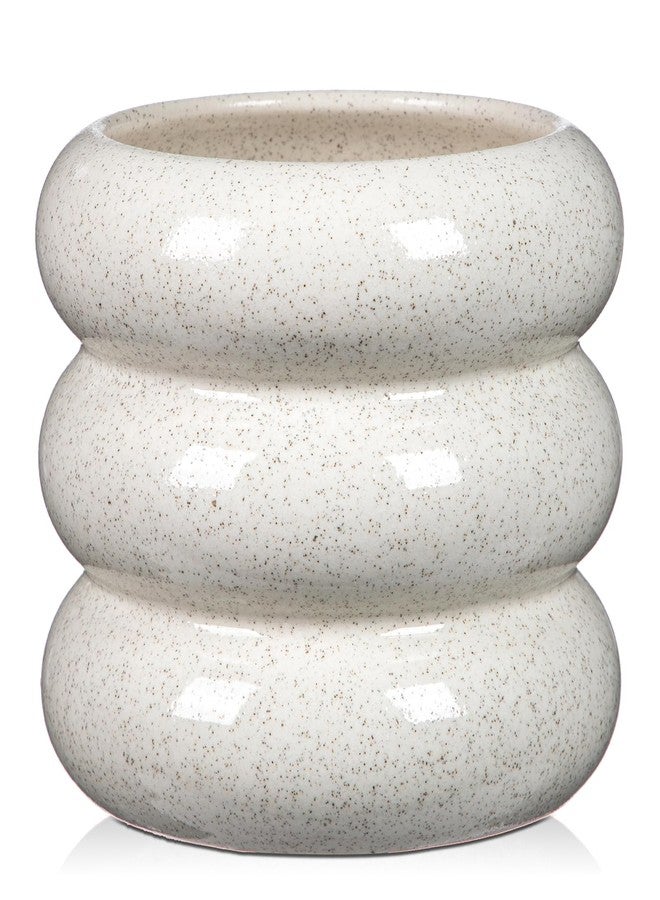 Briful Ceramic Planter Pot, 6 Inch Bubble Planter with Drainage Hole, Large Flower Planter Pots for Indoor Plants Outdoor, Home Office Modern Décor(White) - Image 1