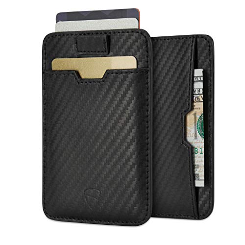 Vaultskin CHELSEA Mens RFID Blocking Slim Leather Card Wallet - Minimalist Front Pocket Cardholder in Carbon Black - Image 1
