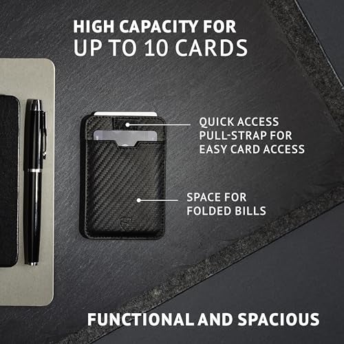 Vaultskin CHELSEA Mens RFID Blocking Slim Leather Card Wallet - Minimalist Front Pocket Cardholder in Carbon Black - Image 5