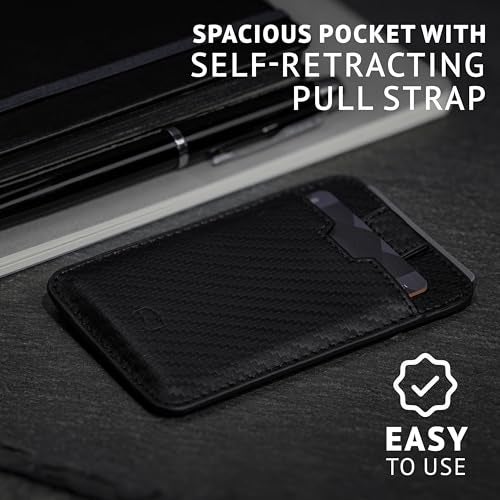 Vaultskin CHELSEA Mens RFID Blocking Slim Leather Card Wallet - Minimalist Front Pocket Cardholder in Carbon Black - Image 2